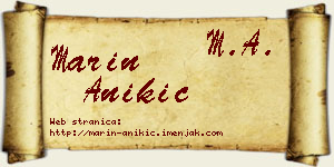 Marin Anikić vizit kartica